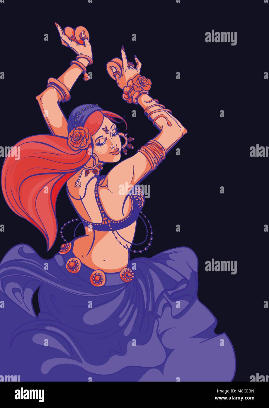 Tribal Fusion bellydance dancer graphic design Illustration de Vecteur