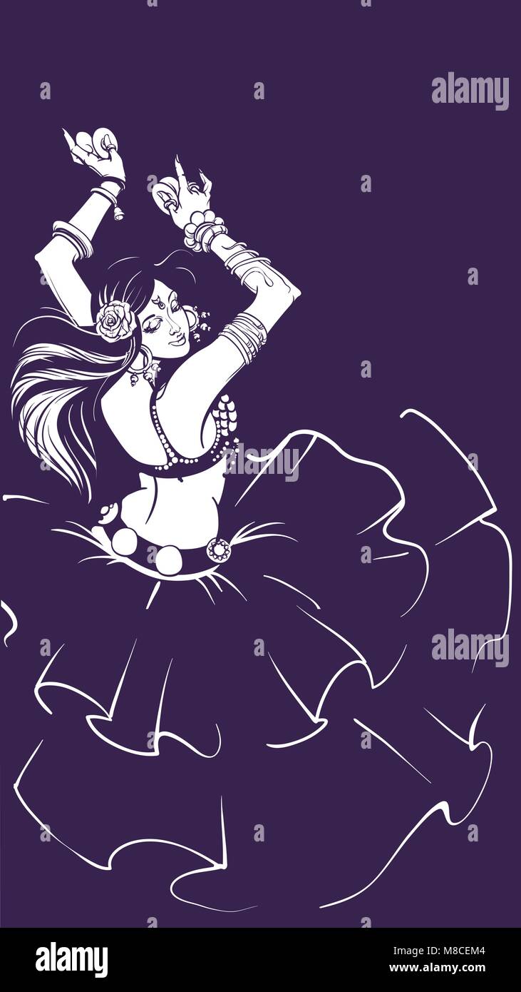 Tribal Fusion belly dance dancer dessin design graphique Illustration de Vecteur