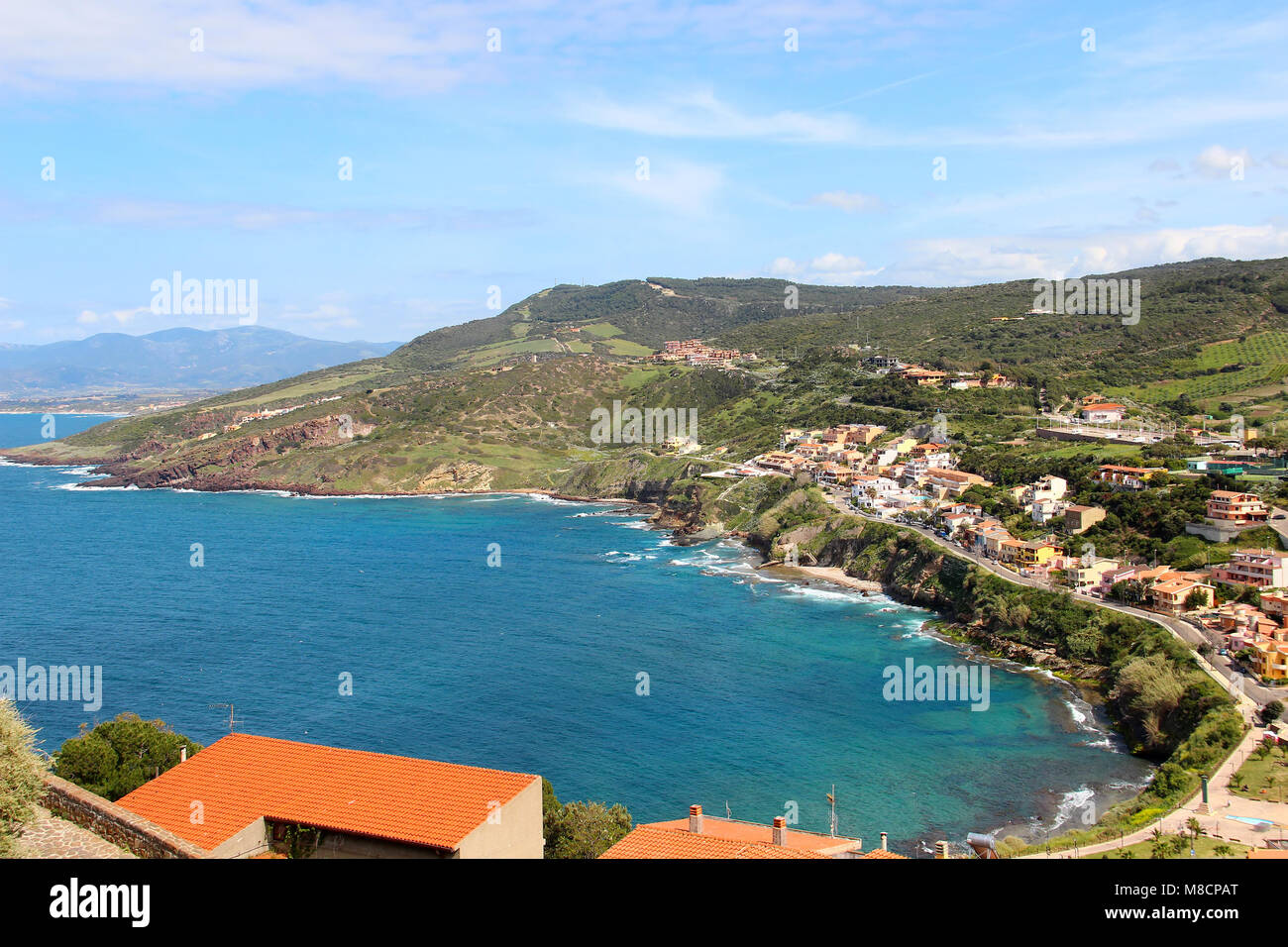 La côte de la mer à Castelsardo en Sardaigne, Italie Banque D'Images