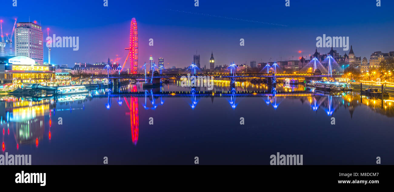 Accès aux Big Ben, de la Maison du Parlement, le pont de Westminster et le London Eye, London, UK Banque D'Images
