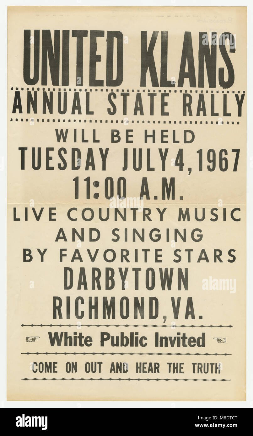 Ku Klux Klan Rally Broadside Banque D'Images