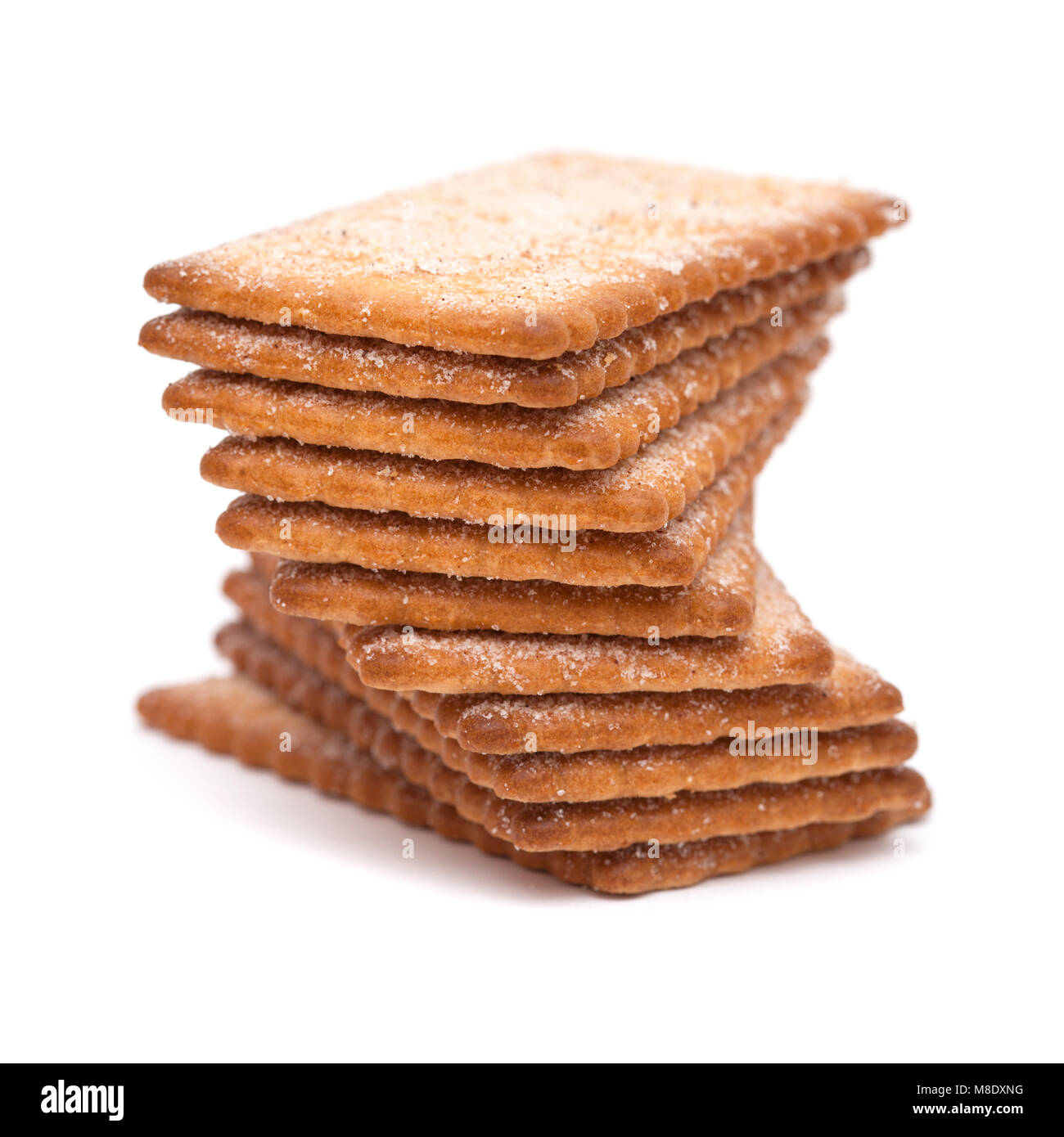 Sucre et cannelle biscuits secs légers isolated on white Banque D'Images