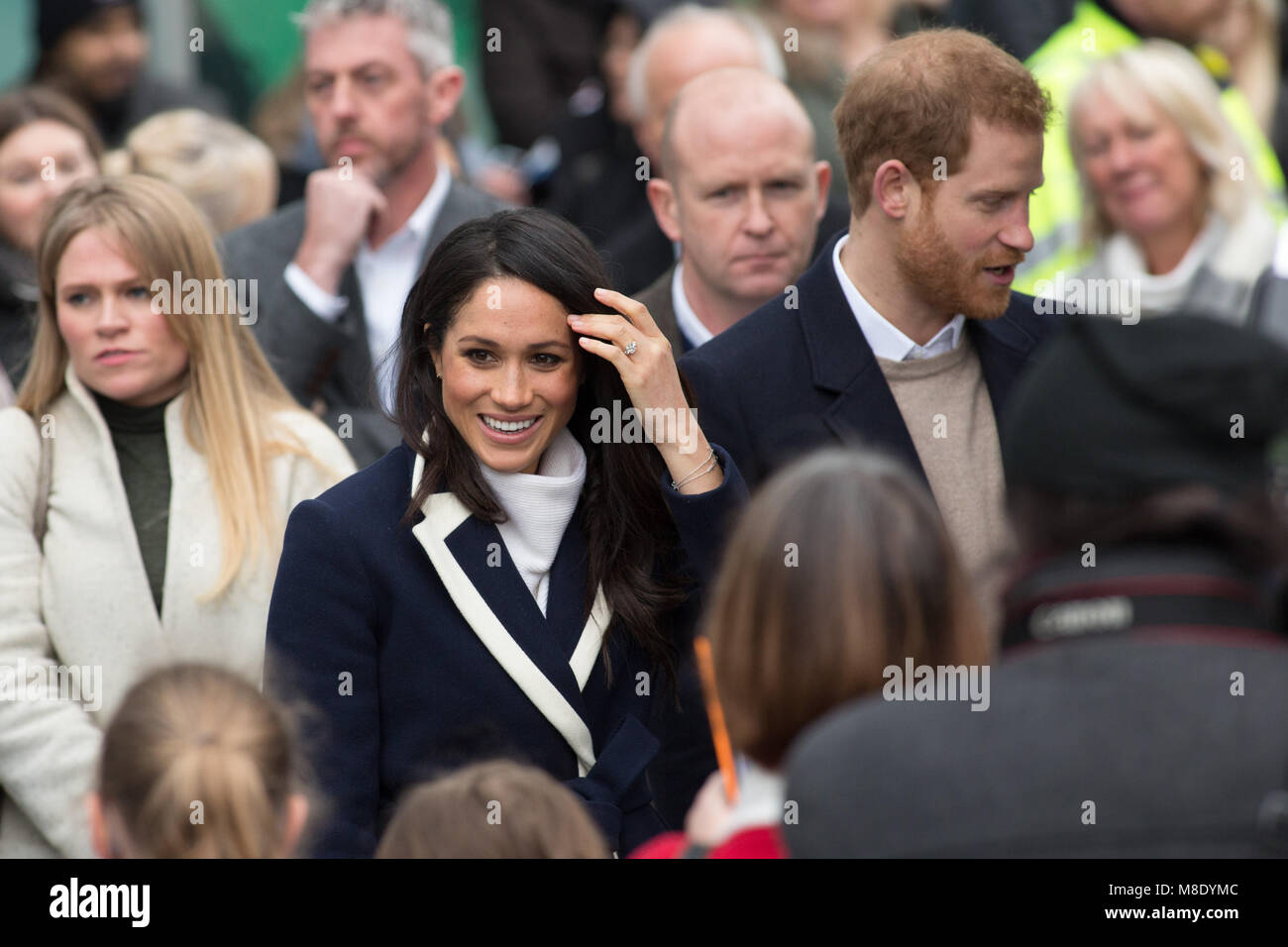 Megan Markle et le Prince Harry a visité Millennium Point à Birmingham lors de la Journée internationale des femmes. Le prince Harry et Meghan Markle parler aux fans. Banque D'Images