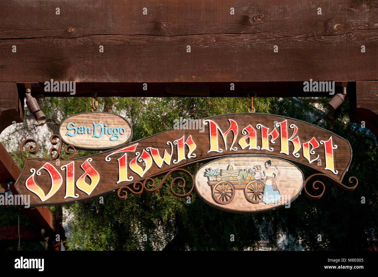 Signe du marché, Old Town San Diego State Historic Park, San Diego, Californie Banque D'Images