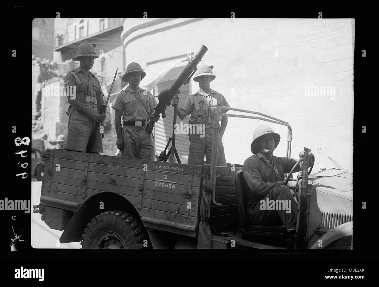 Attaque de rebelles sur Bethléem, le 14 septembre '38. L'arrivée de troupes LOC.18709 matpc Banque D'Images