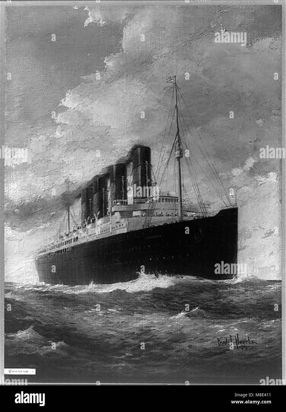 Le RMS Lusitania était un paquebot britannique torpillé et coulé par un sous-marin allemand en 1915. Le naufrage du navire a entraîné la perte de plus de 1 100 vies humaines et a joué un rôle important dans l'entrée des États-Unis dans la première Guerre mondiale Banque D'Images
