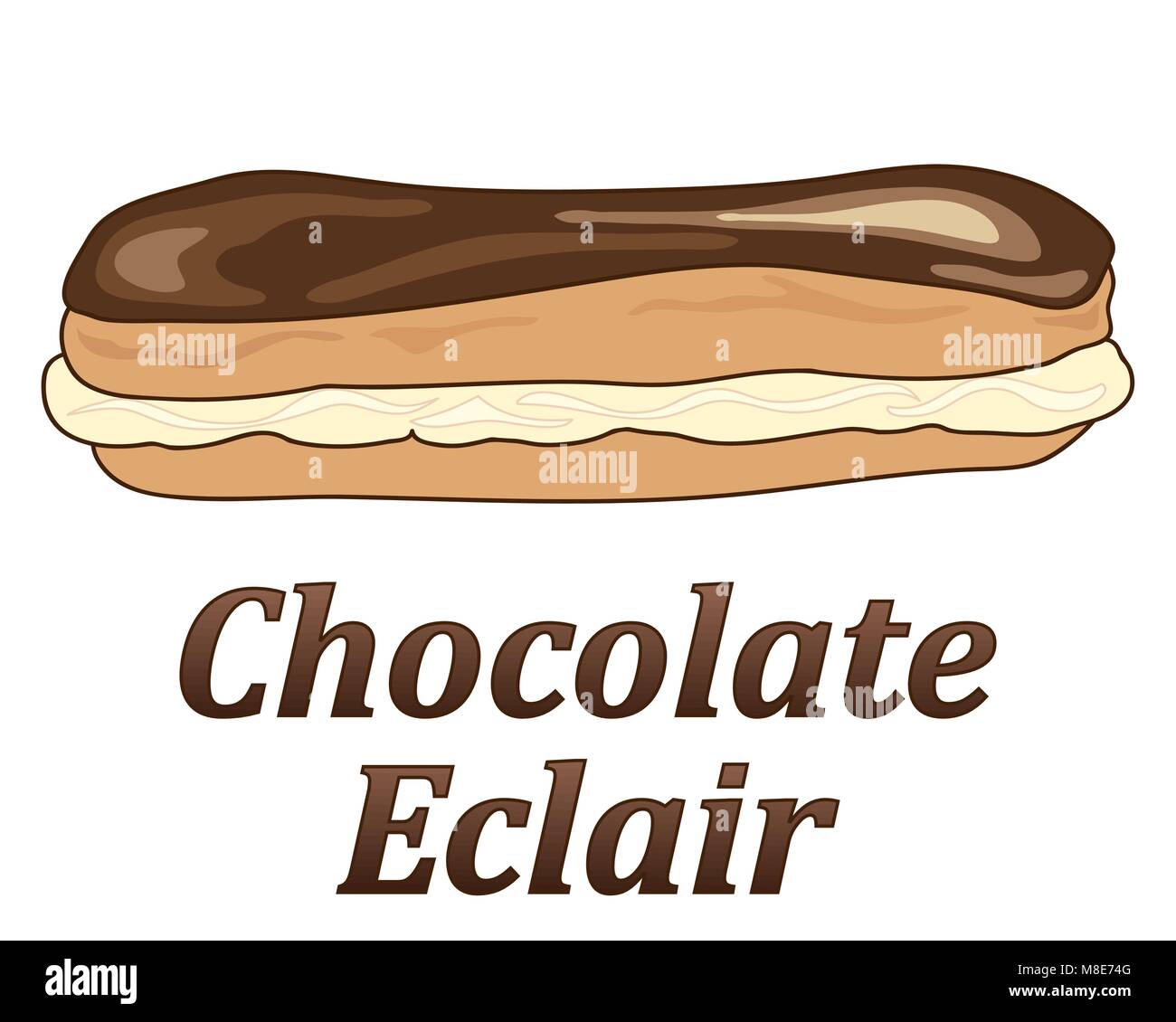 Un vecteur illustration en eps 10 format d'un eclair au chocolat avec crème et pâte à choux en format publicitaire sur un fond blanc Illustration de Vecteur