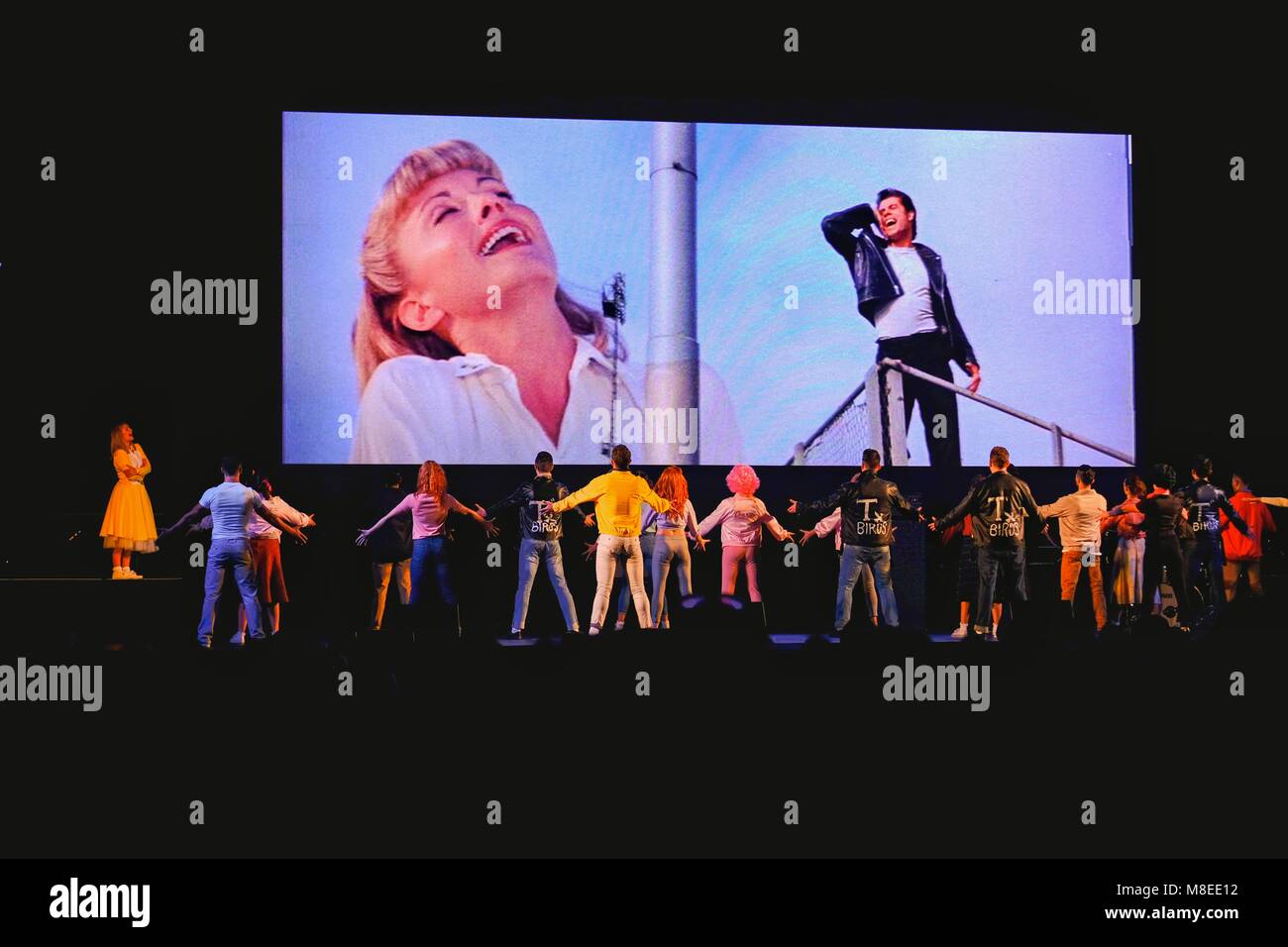 Parc extérieur Yas, Yas Island, Abu Dhabi, EAU -16th March, 2018 : Gateway Park est détentrice d'un cinéma en plein air présentant un film musical 'Grease' par canal Paramount. Credit : Fahd Khan/Alamy Live News Banque D'Images