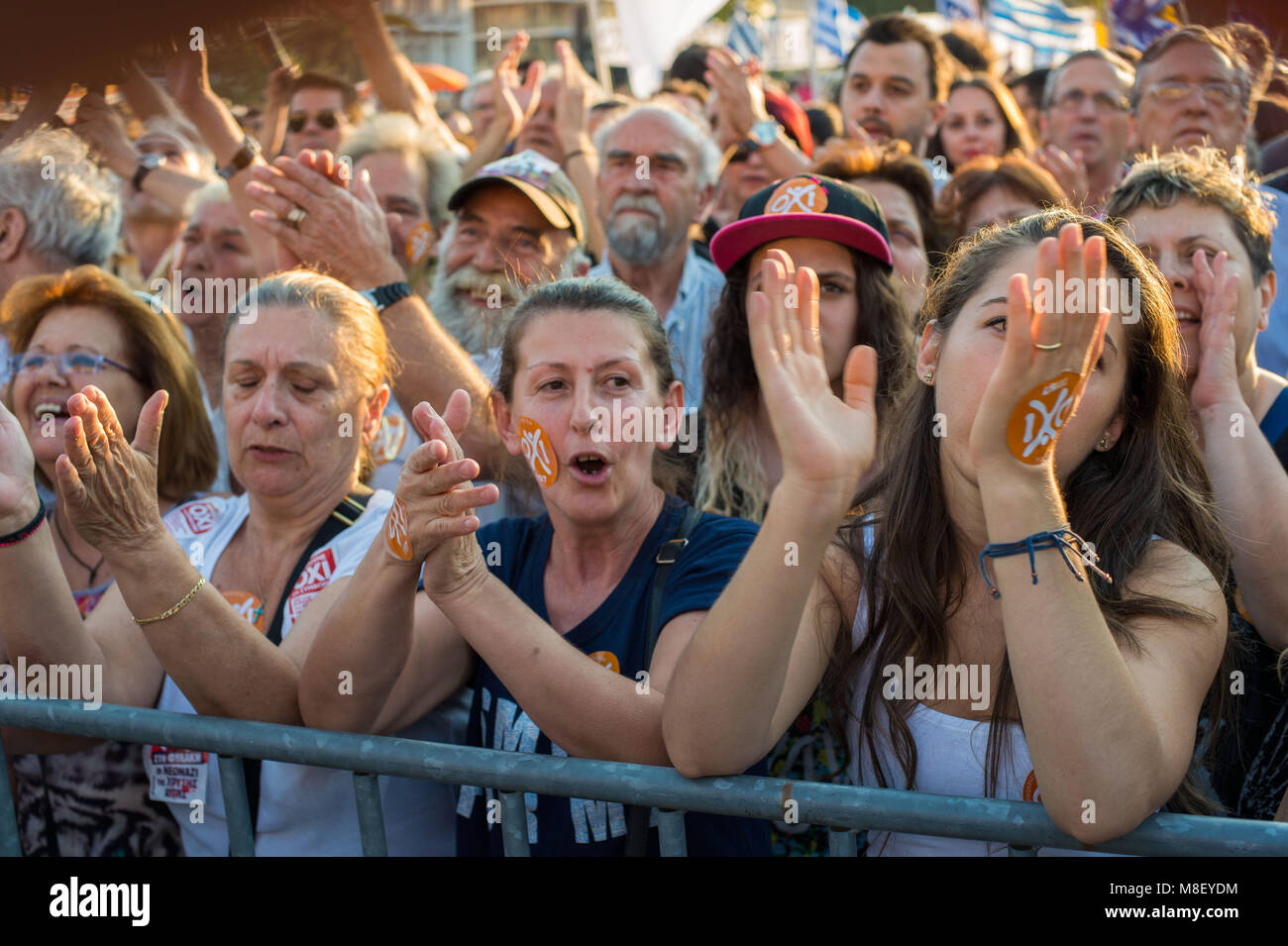 Athènes. Les partisans de la campagne pas de participer à un rassemblement à la place Syntagma. La Grèce. Banque D'Images