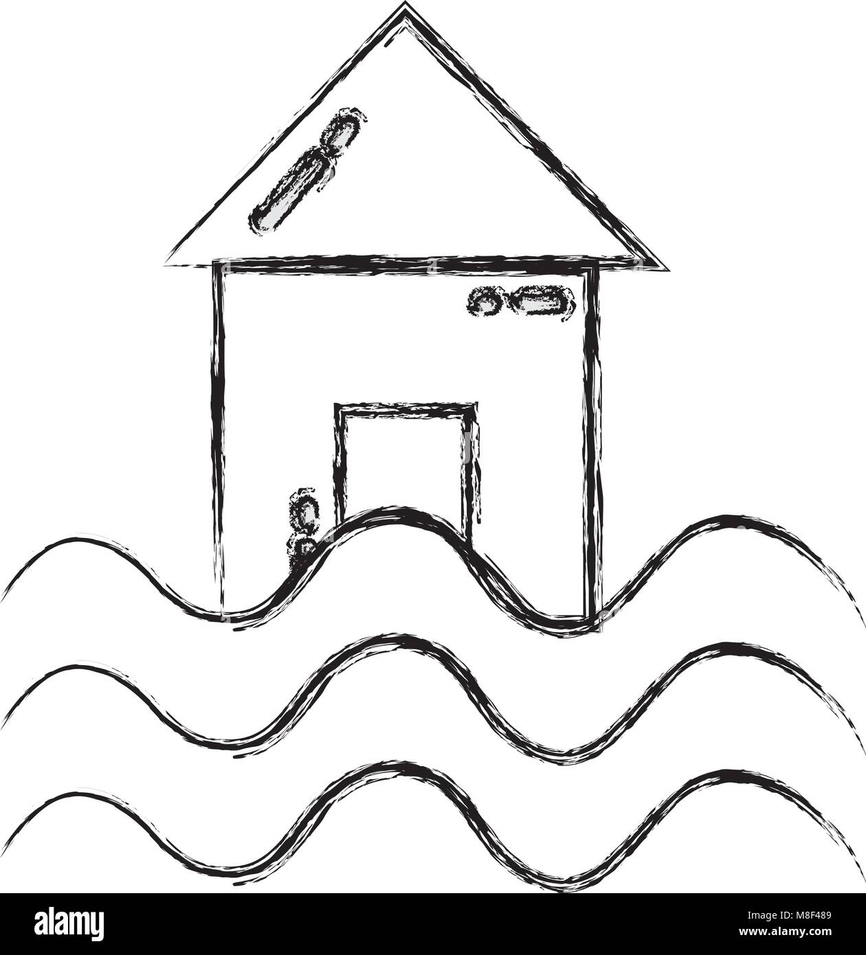 Grunge chambre avec de l'eau naturelles inondations demage Illustration de Vecteur