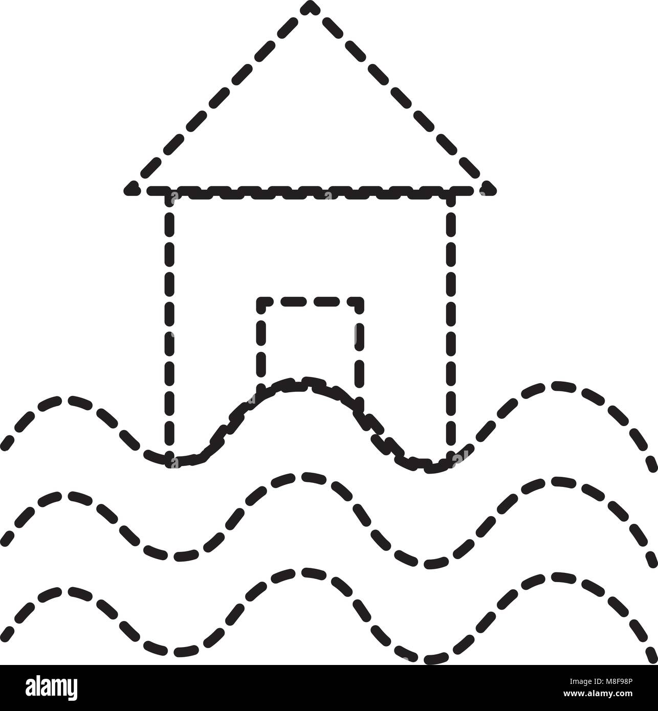 Maison forme pointillée avec de l'eau naturelles inondations demage Illustration de Vecteur