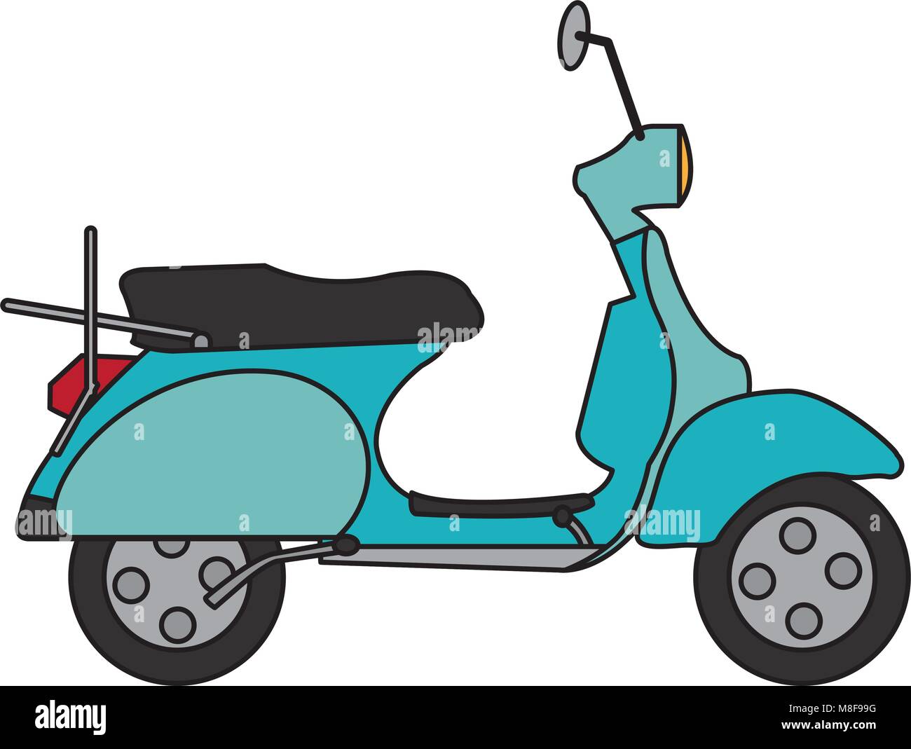 Moto transport voyages avec miroir et roues Illustration de Vecteur