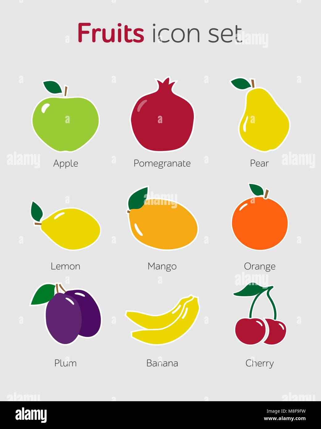 Icon Set fruits télévision simple illustration vectorielle. Illustration de Vecteur