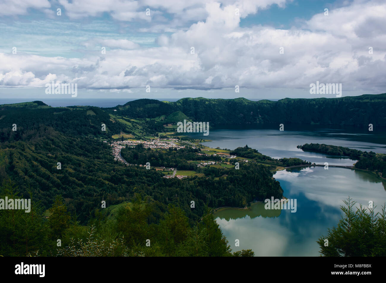 Vue de Sete Cidades, Sao Miguel Açores Banque D'Images