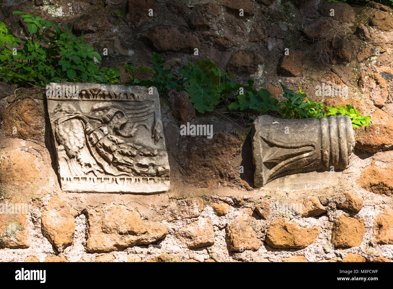 Closeup détail de l'ancienne cité romaine reste sur le Mont Palatin, Rome, Latium, Italie. Banque D'Images