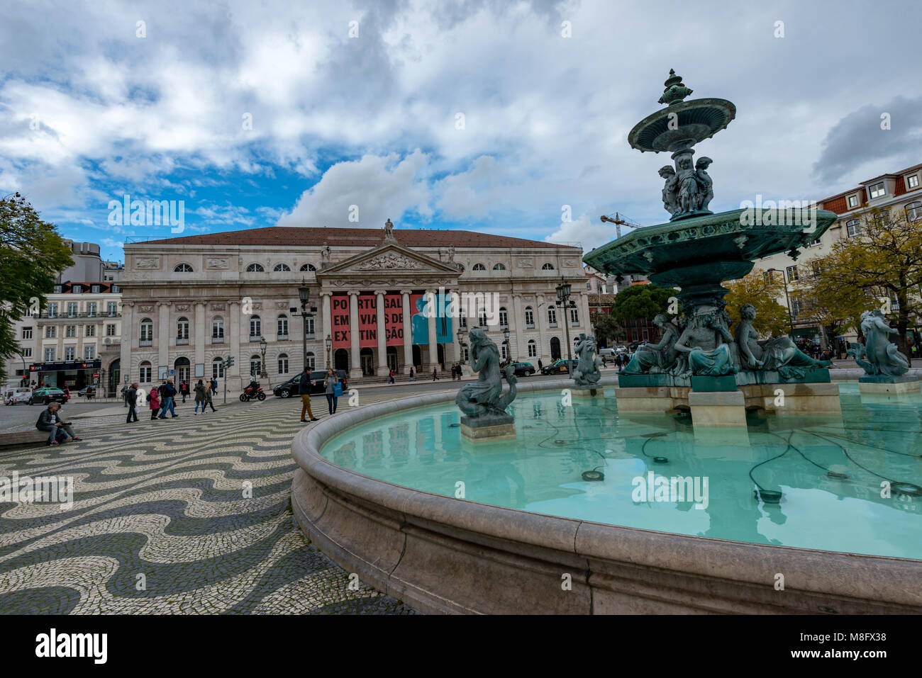 La place Rossio, Lisbonne, Portugal Banque D'Images