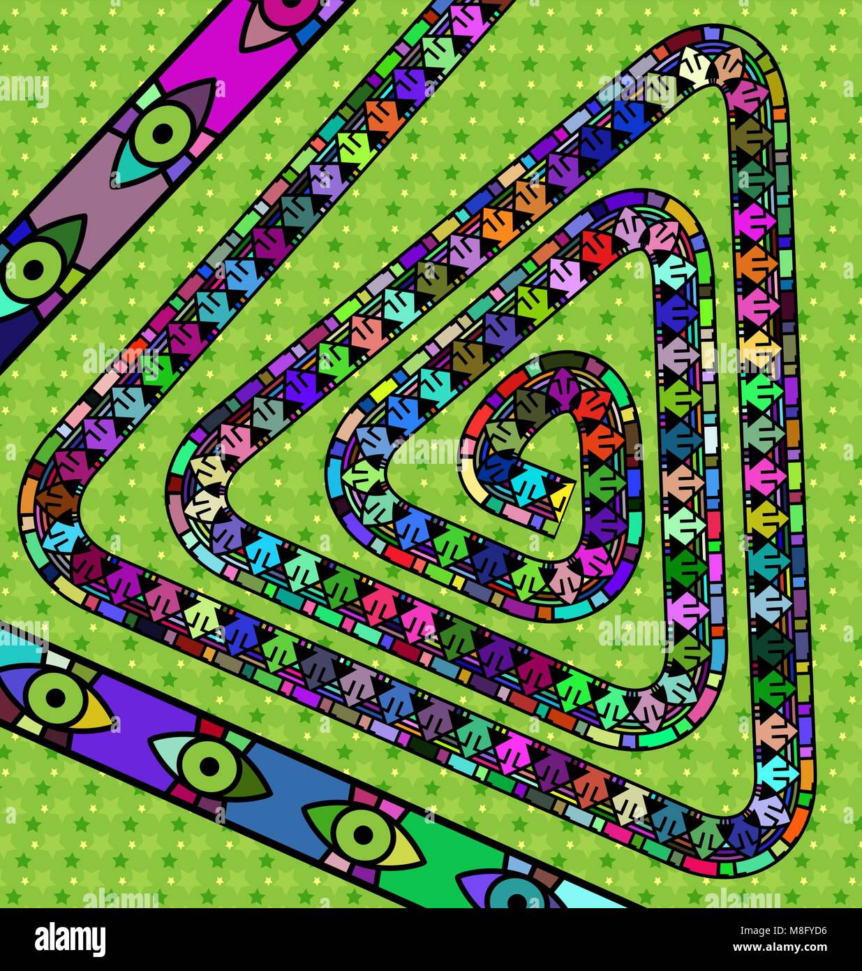 Triangle de couleur vert et spiral Illustration de Vecteur