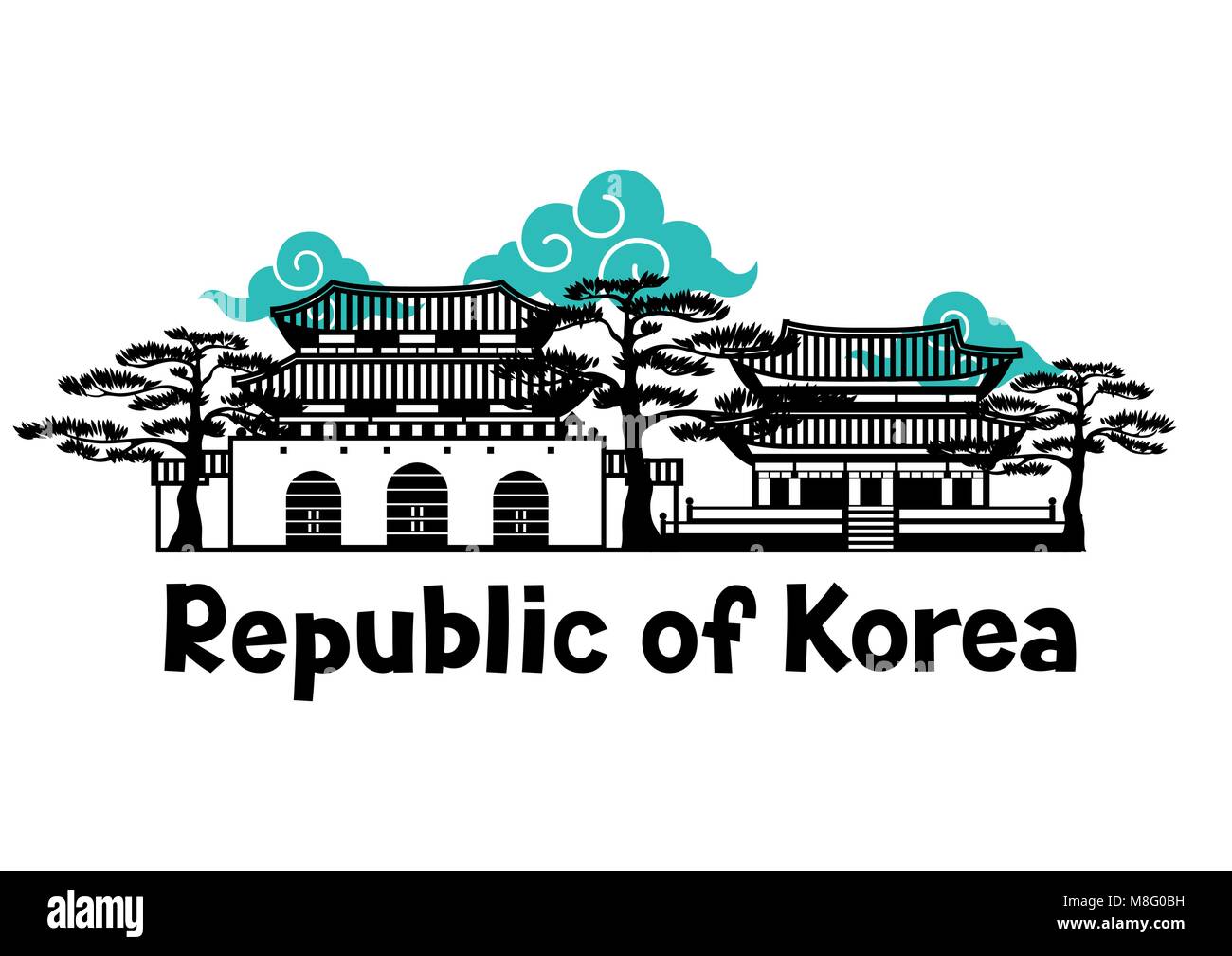 La conception d'arrière-plan de la Corée. Symboles et objets traditionnel coréen. Illustration de Vecteur