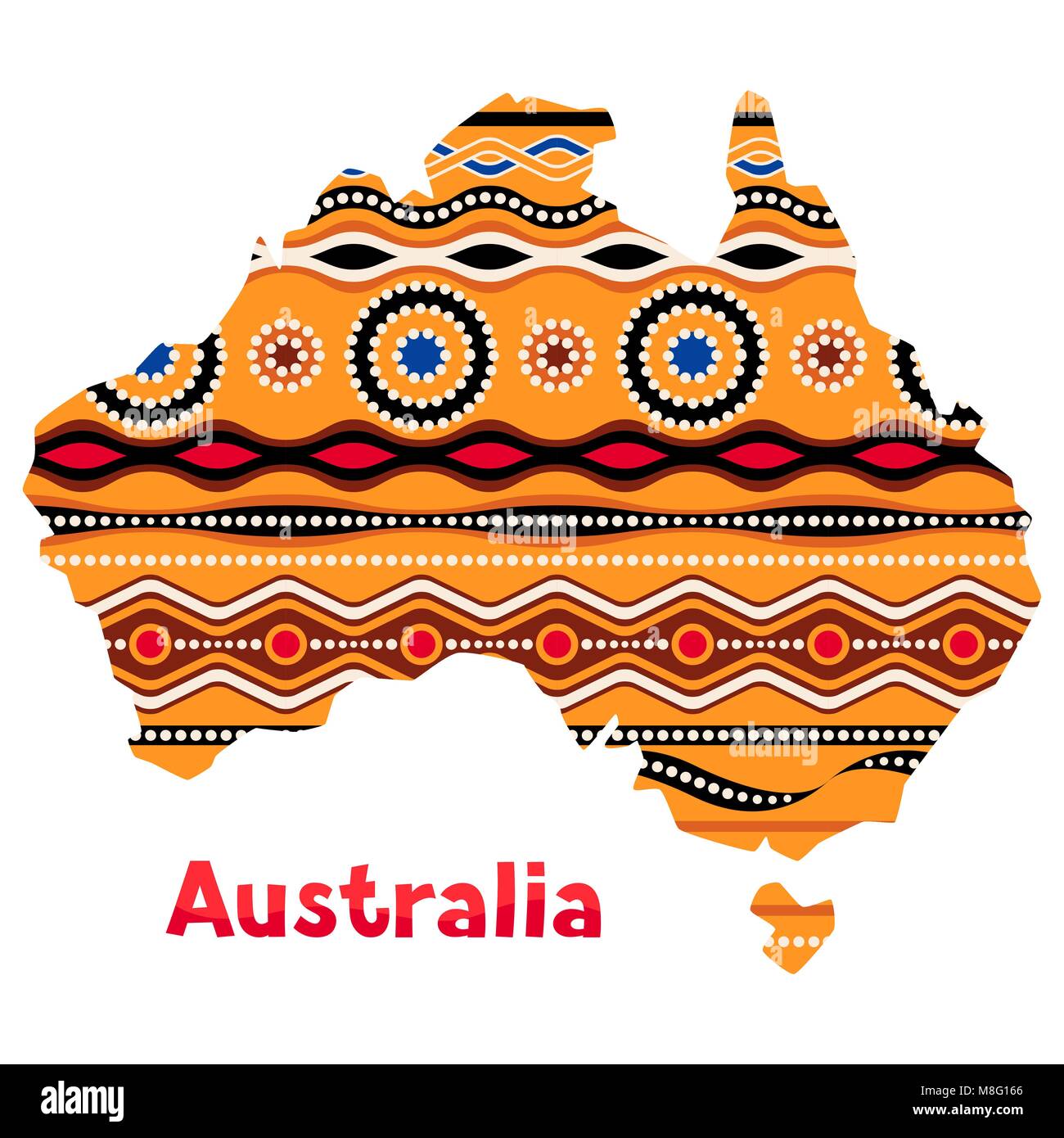 Illustration de la carte de l'Australie avec l'ornement traditionnel. Illustration de Vecteur