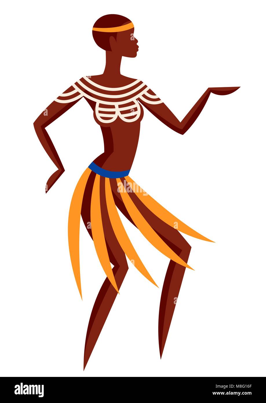 Illustration de l'Aborigène Australien femme dansant en costume national. Illustration de Vecteur