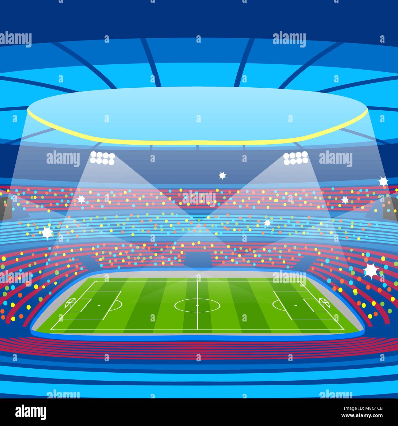 Durant le stade de soccer match de sport. Terrain de football Illustration de Vecteur