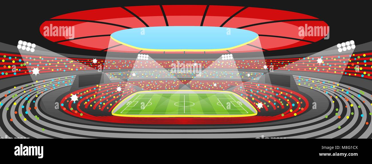 Durant le stade de soccer match de sport. Terrain de football Illustration de Vecteur