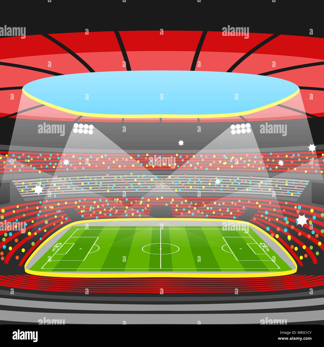 Durant le stade de soccer match de sport. Terrain de football Illustration de Vecteur