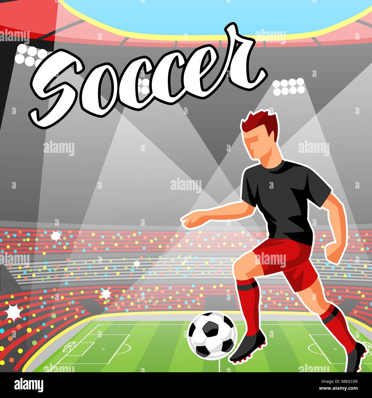 Durant le stade de soccer match de sport. Terrain de football Illustration de Vecteur