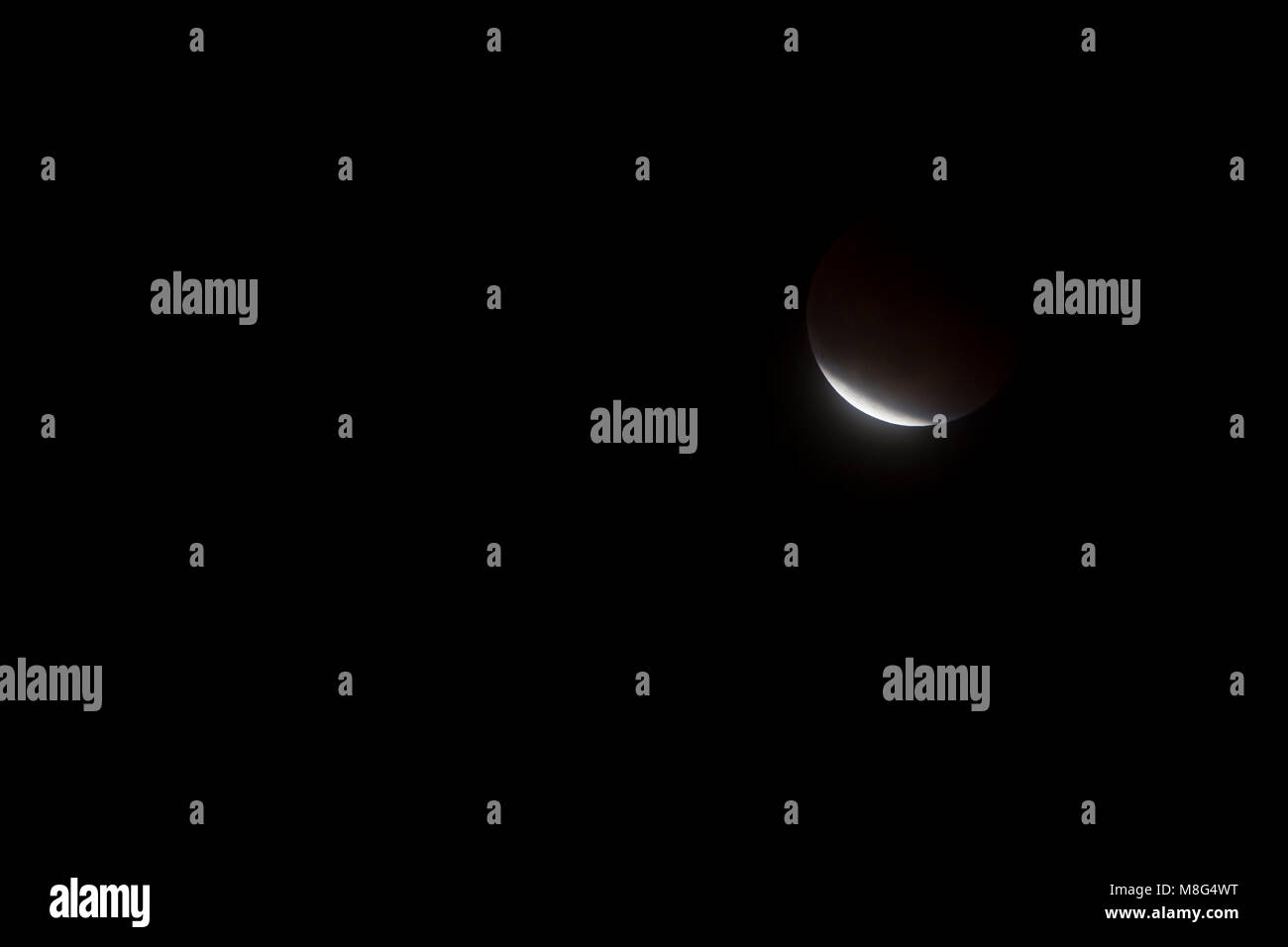 Différentes phases d'une éclipse lunaire photographié dans les Everglades de Floride sur une claire et belle nuit. Banque D'Images Différentes phases d'une éclipse lunaire photographié dans les Everglades de Floride sur une claire et belle nuit. Banque D'Images