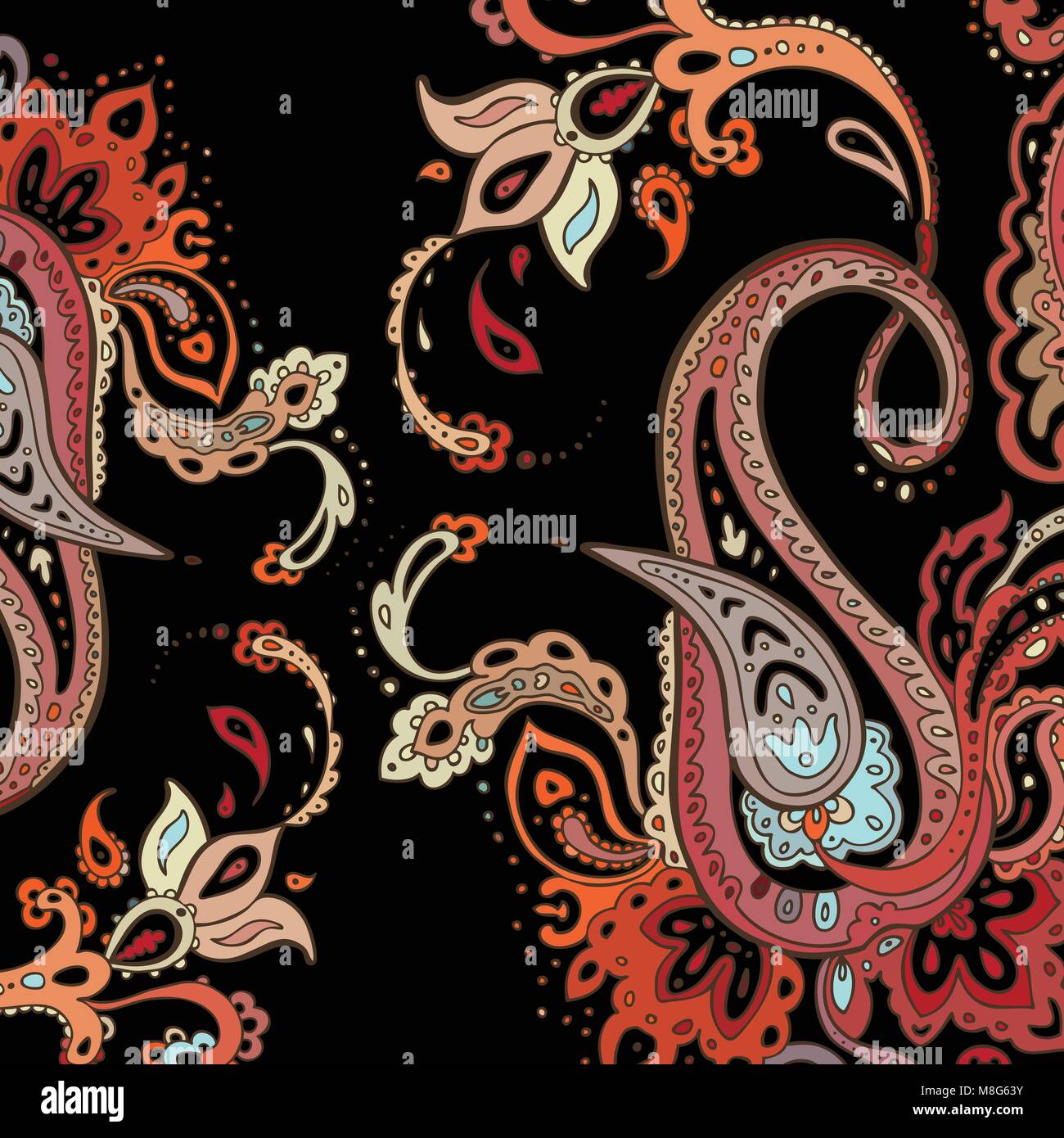 Arrière-plan de Paisley. Ornement dessiné à la main. Illustration de Vecteur