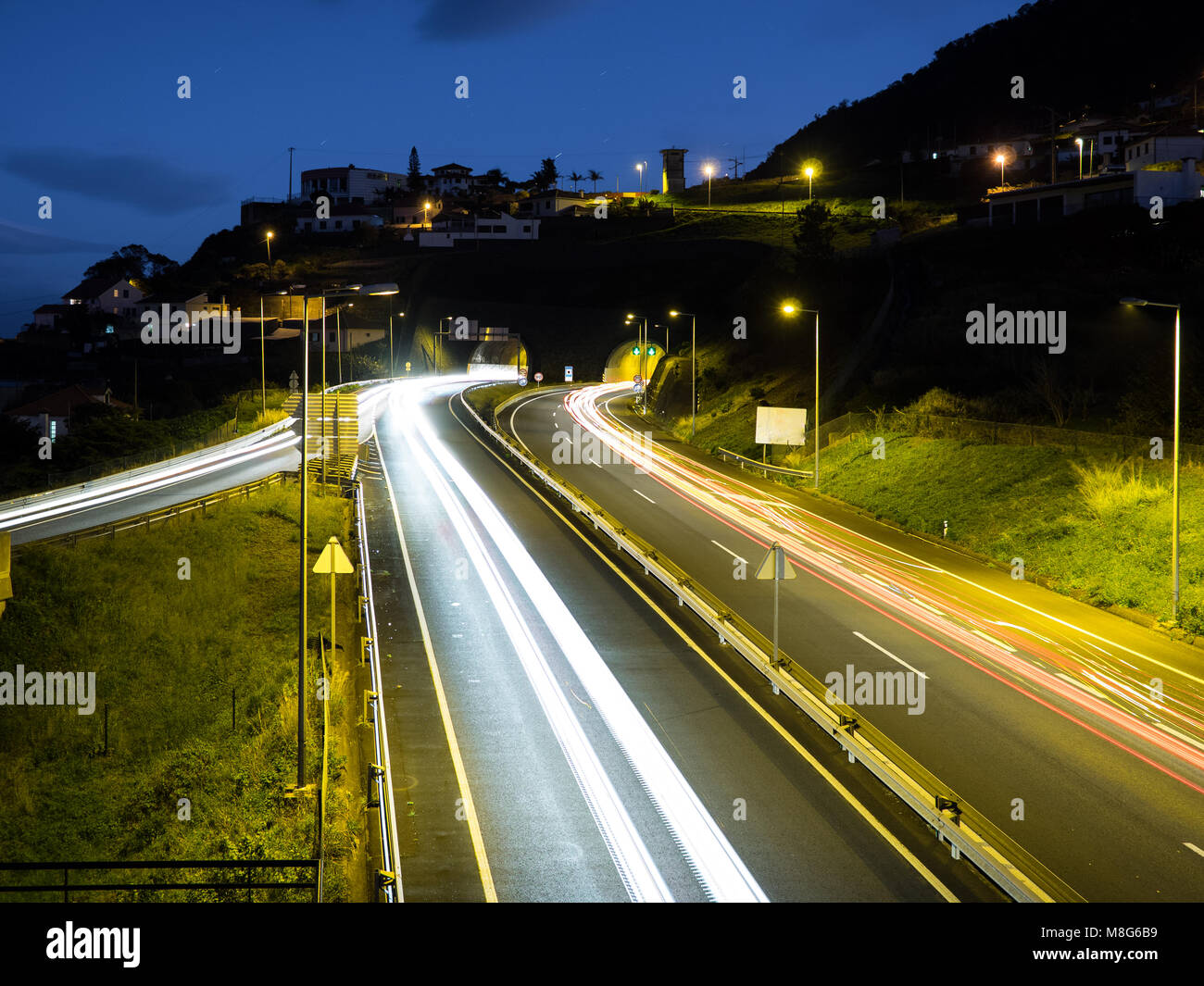 Des sentiers de lumière près de Machico, Madeira Banque D'Images