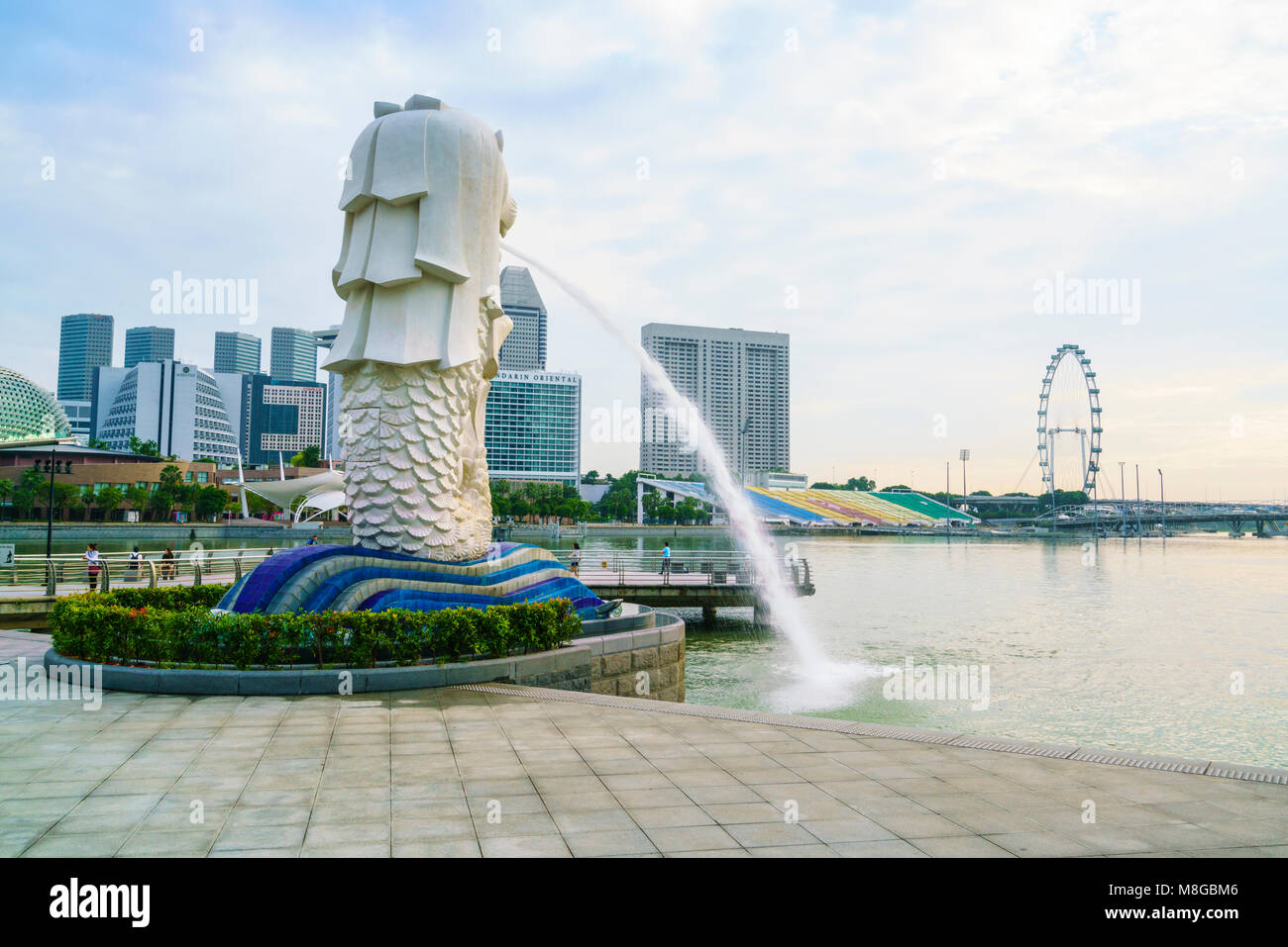 Statue du Merlion, symbole de Singapour, Marina Bay, Singapour Banque D'Images