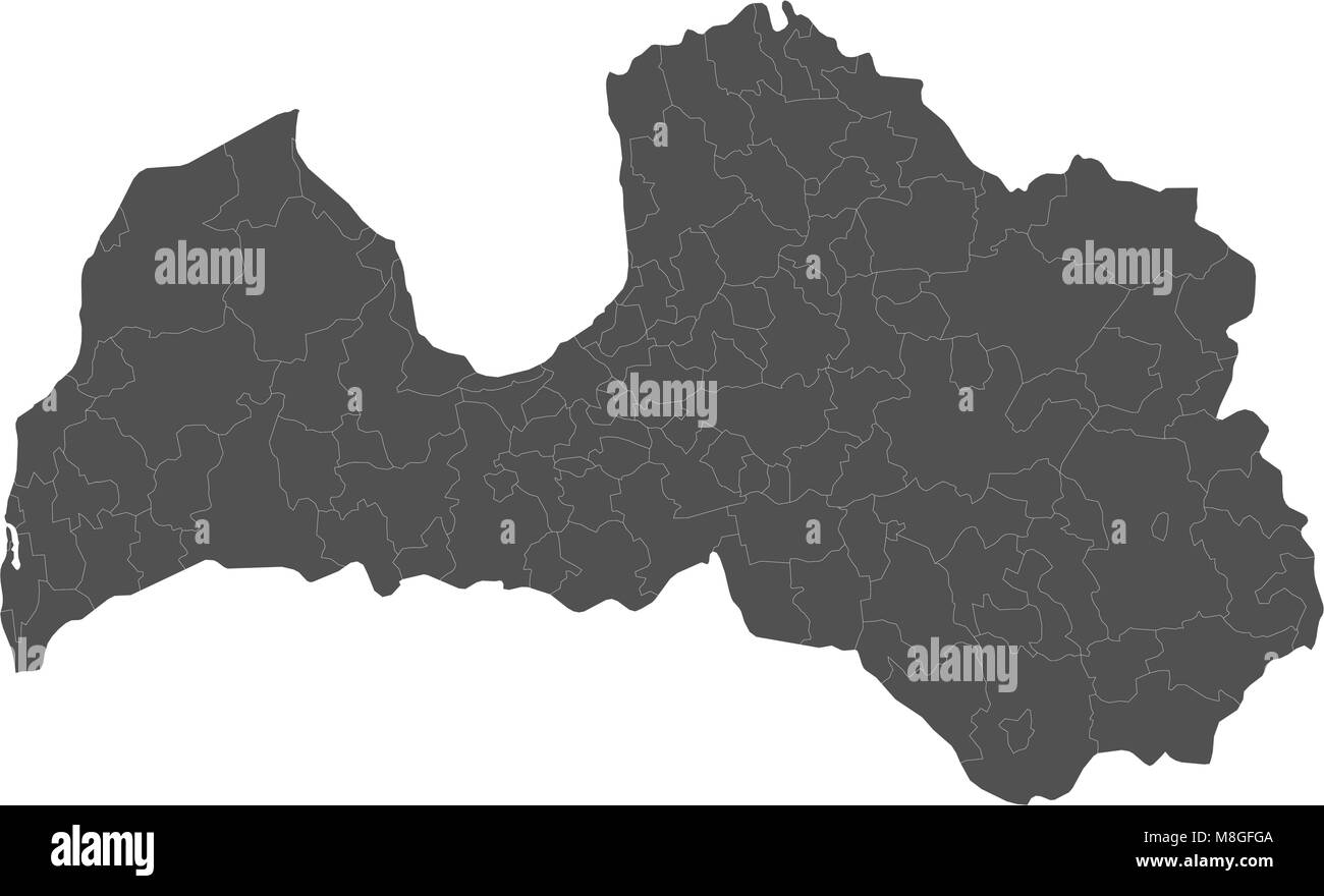 Carte de la Lettonie divisé en régions Illustration de Vecteur