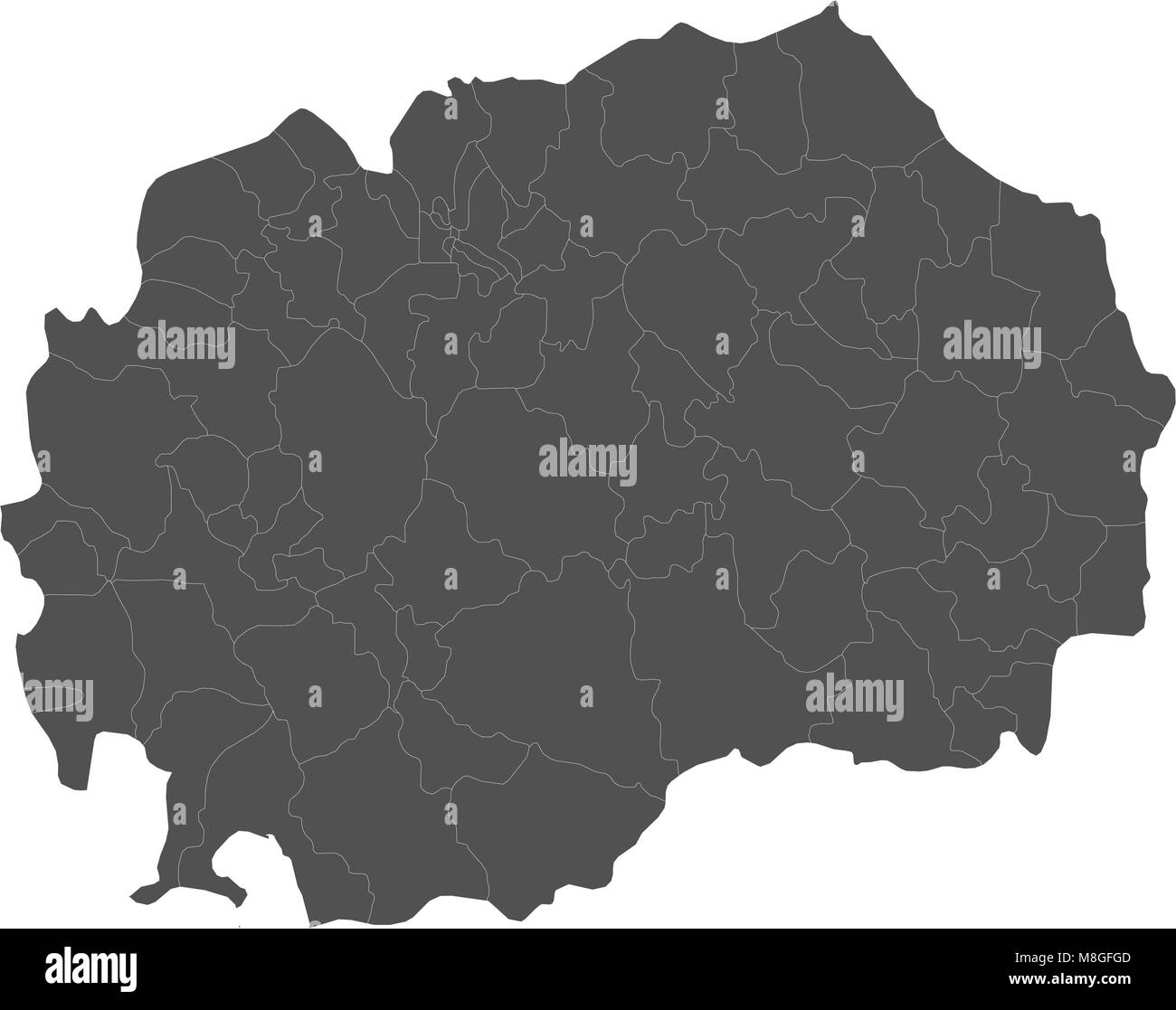 Carte de République de Macédoine divisée en régions Illustration de Vecteur