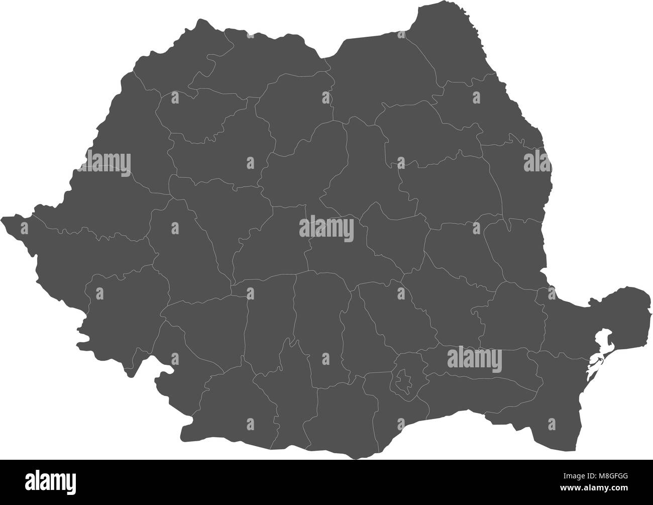 Carte de la Roumanie divisée en régions Illustration de Vecteur