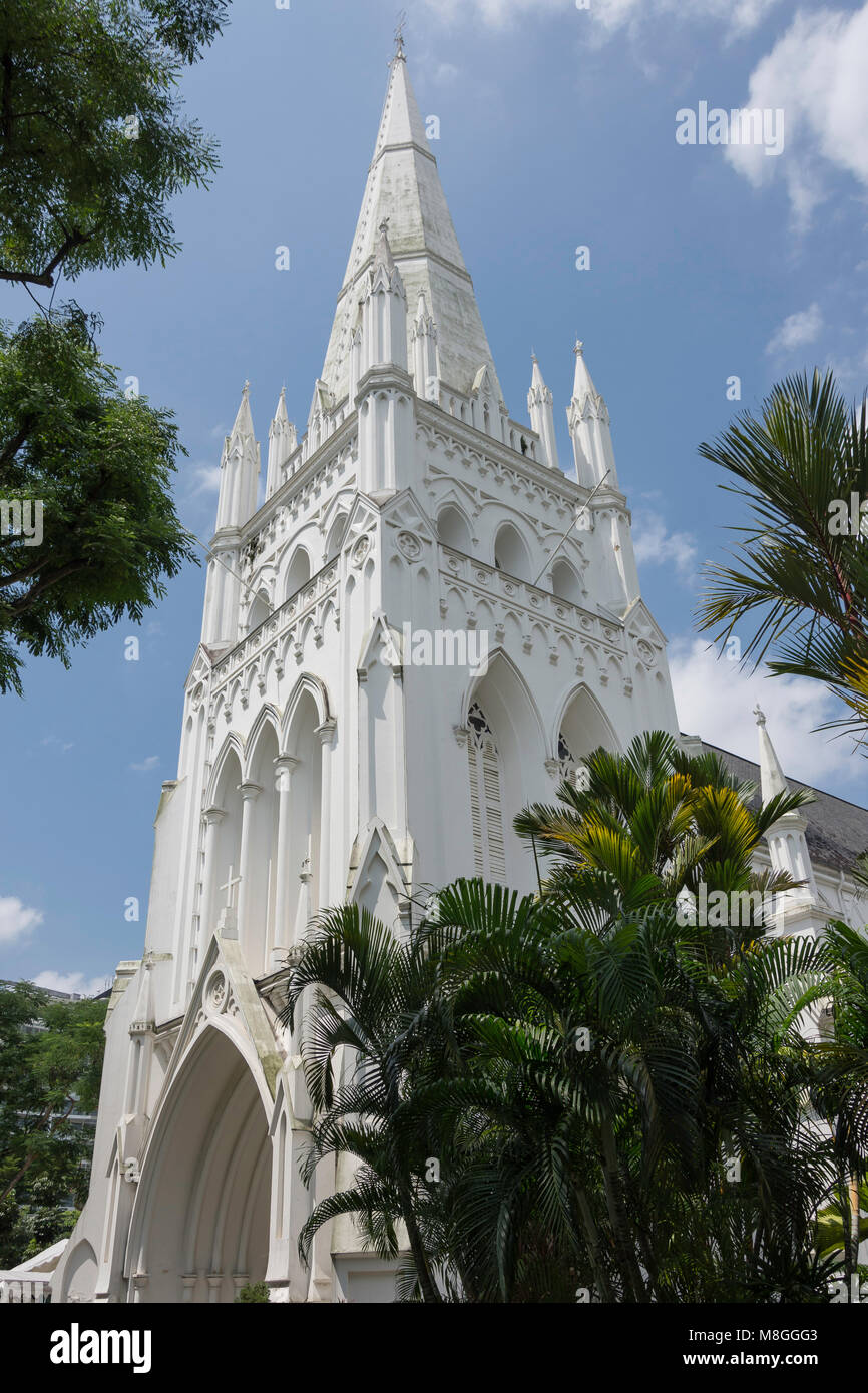 St Andrew's Cathedral, Coleman Street, Civic District, l'île de Pulau Ujong (Singapour), Singapour Banque D'Images