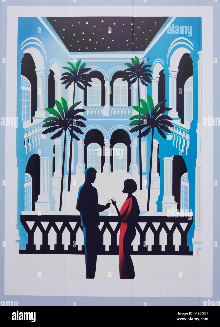 Poster au Raffles Hotel Singapore, Beach Road, civique, District de l'île de Pulau Ujong (Singapour), Singapour Banque D'Images