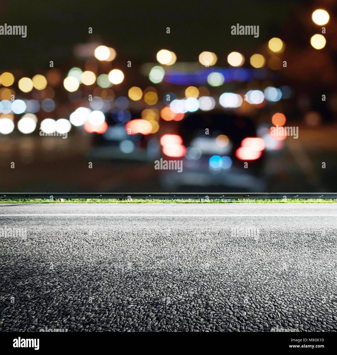 Bokeh city lights road Banque D'Images