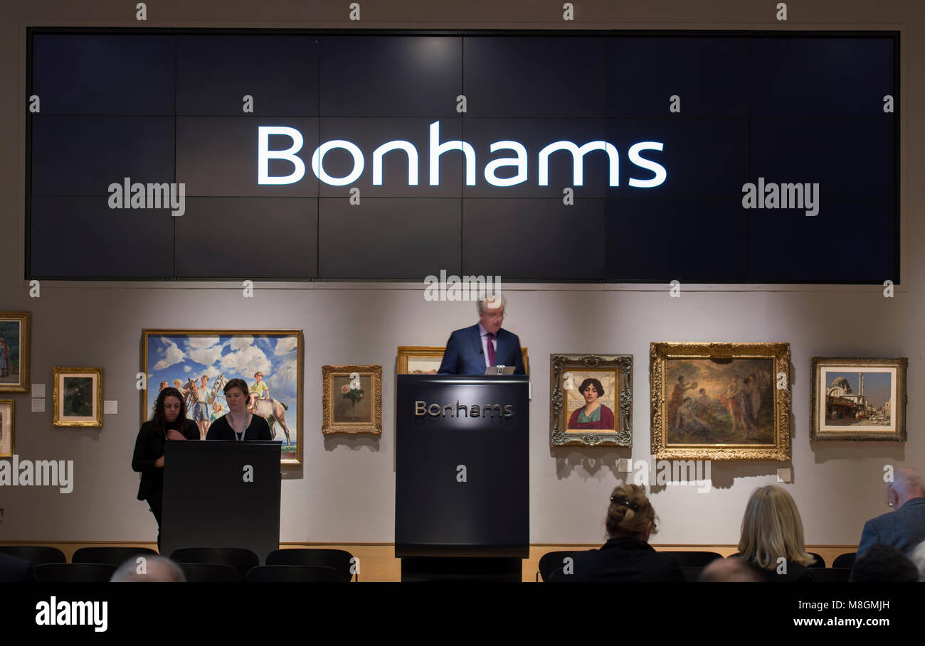 14 mars 2018. Le 19ème siècle, européenne et britannique victorienne d'art impressionniste Vente Bonhams, à Londres. Credit : Malcolm Park/Alamy Banque D'Images