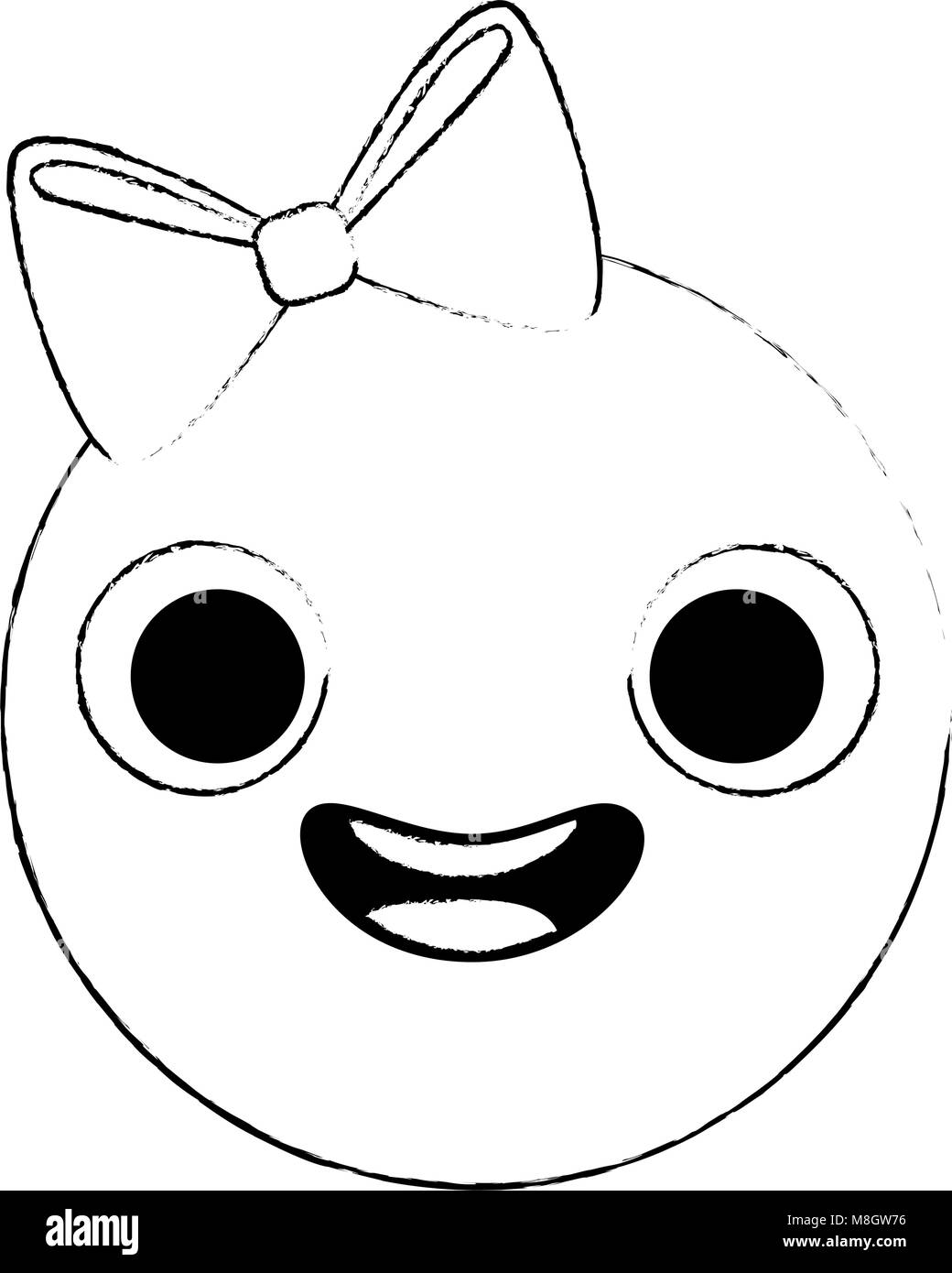 Face circulaire émoticône personnage kawaii vector illustration design Illustration de Vecteur