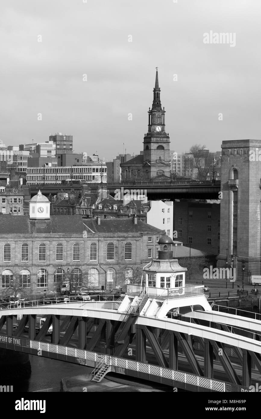 Noir et blanc sur la ville de Newcastle Upon Tyne, Angleterre du Nord-Est, Royaume-Uni Banque D'Images