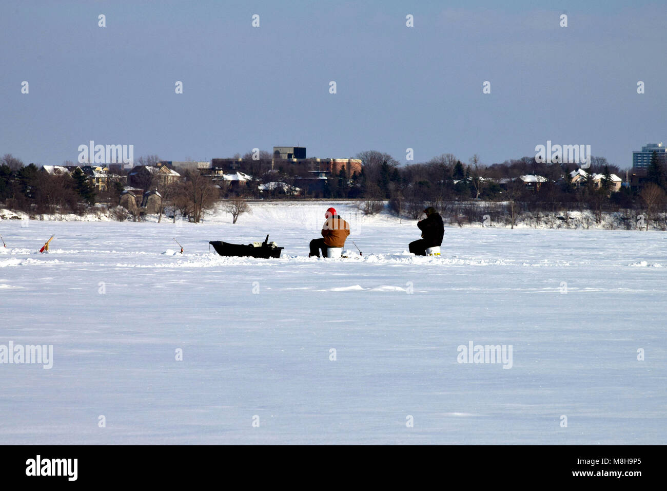 La pêche sur glace à Ottawa, Canada Banque D'Images