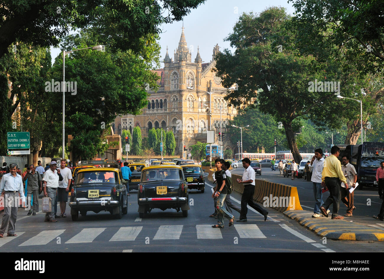 Chatrapathi Shivaji (Victoria) de la gare. Site du patrimoine mondial de l'UNESCO, Mumbai, Inde Banque D'Images