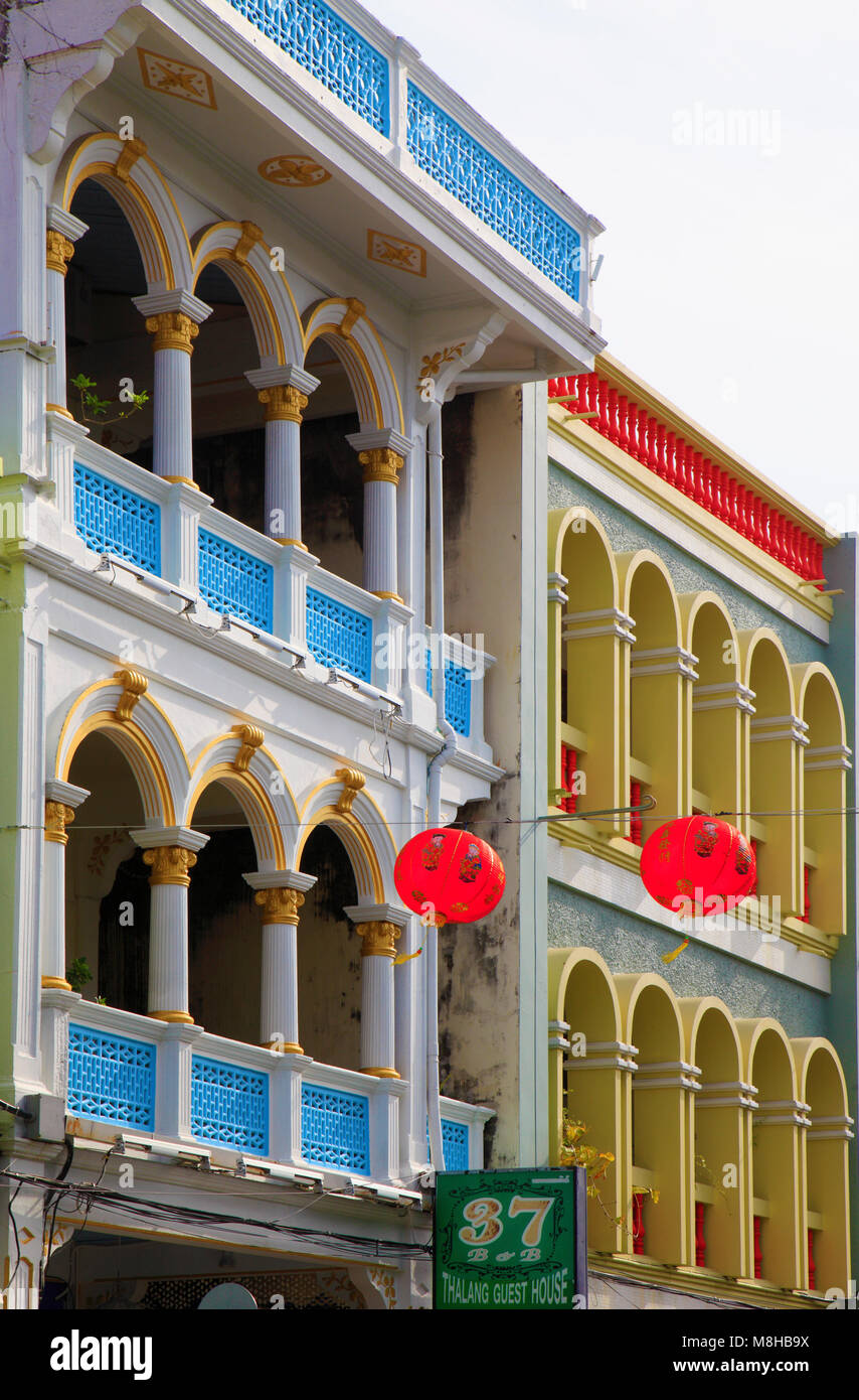 La Thaïlande, Phuket, Phuket Town, sino-portugese architecture, Banque D'Images