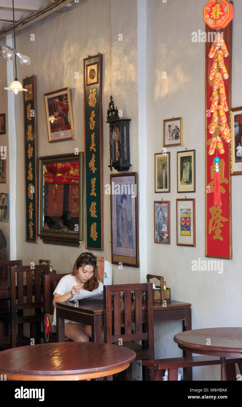 La Thaïlande, Phuket, Phuket Town, café, de l'intérieur, de l'architecture sino-portugais, Banque D'Images