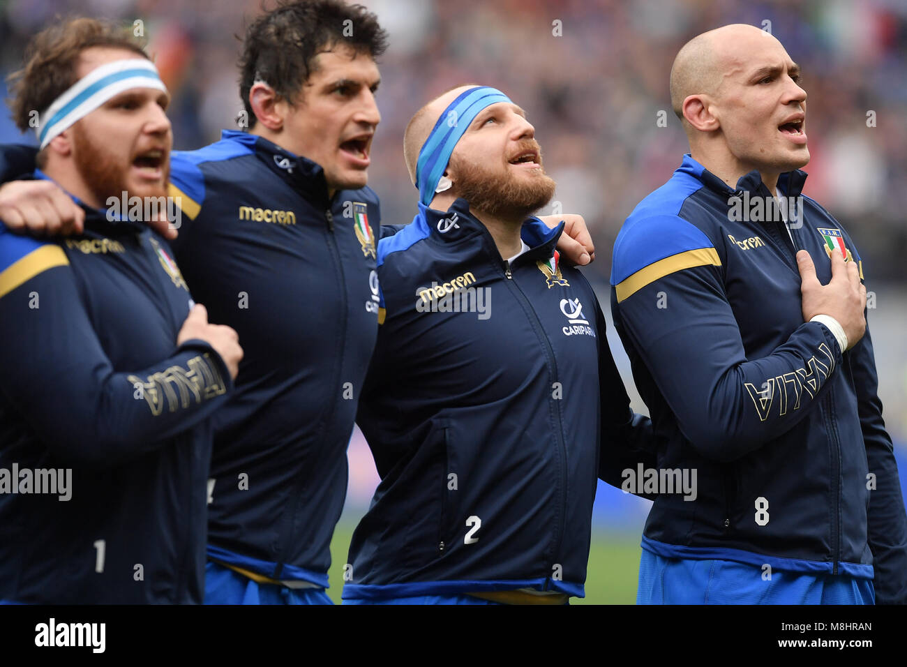 Inno Nazionale Sergio Parisse Italia. Roma 17-03-2018, Stadio Olimpico Rugby 6 Nations Tournament Italia - Scozia / ITALIE - Ecosse Foto Antonietta Baldassarre Insidefoto insidefoto Crédit : srl/Alamy Live News Banque D'Images