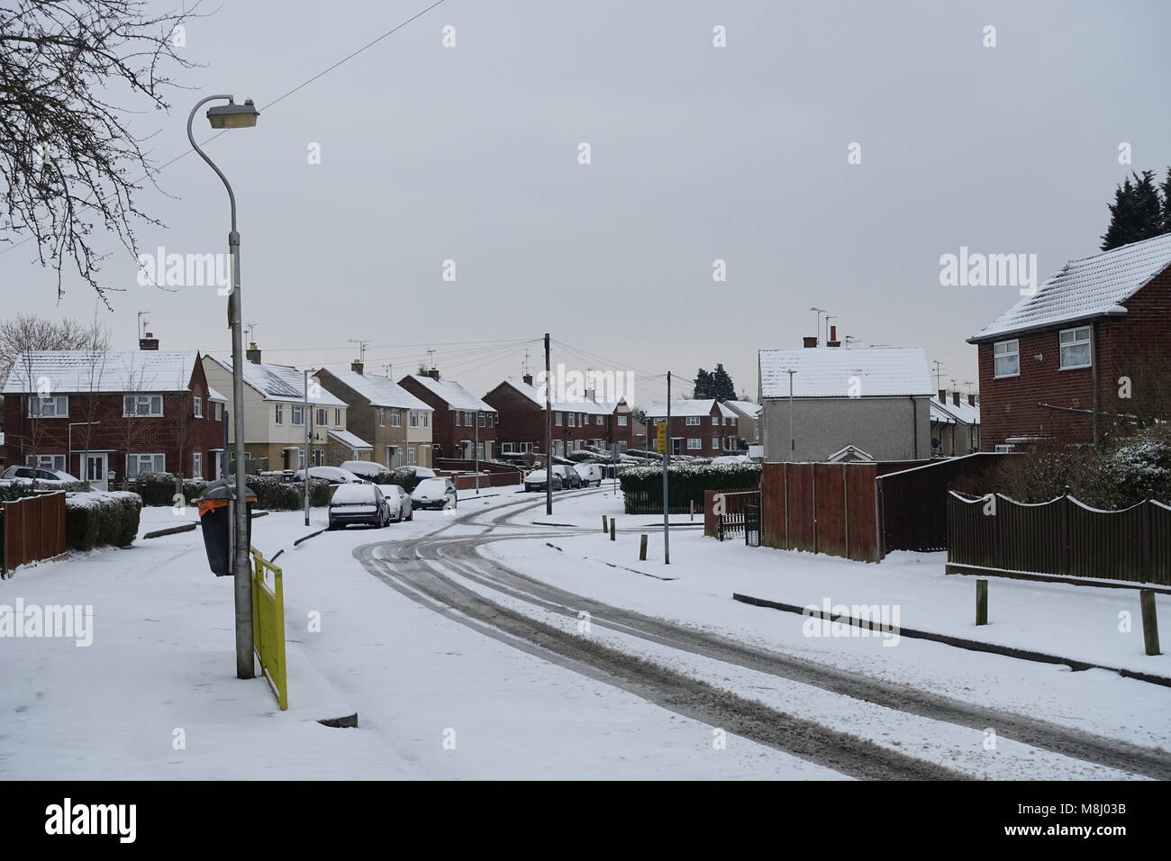 Reading, UK. 18 mars 2018. Météo France : la neige en lecture comme 'La Bête de l'Est 2' hits Berkshire. Matthieu Ashmore/Alamy Live News Banque D'Images