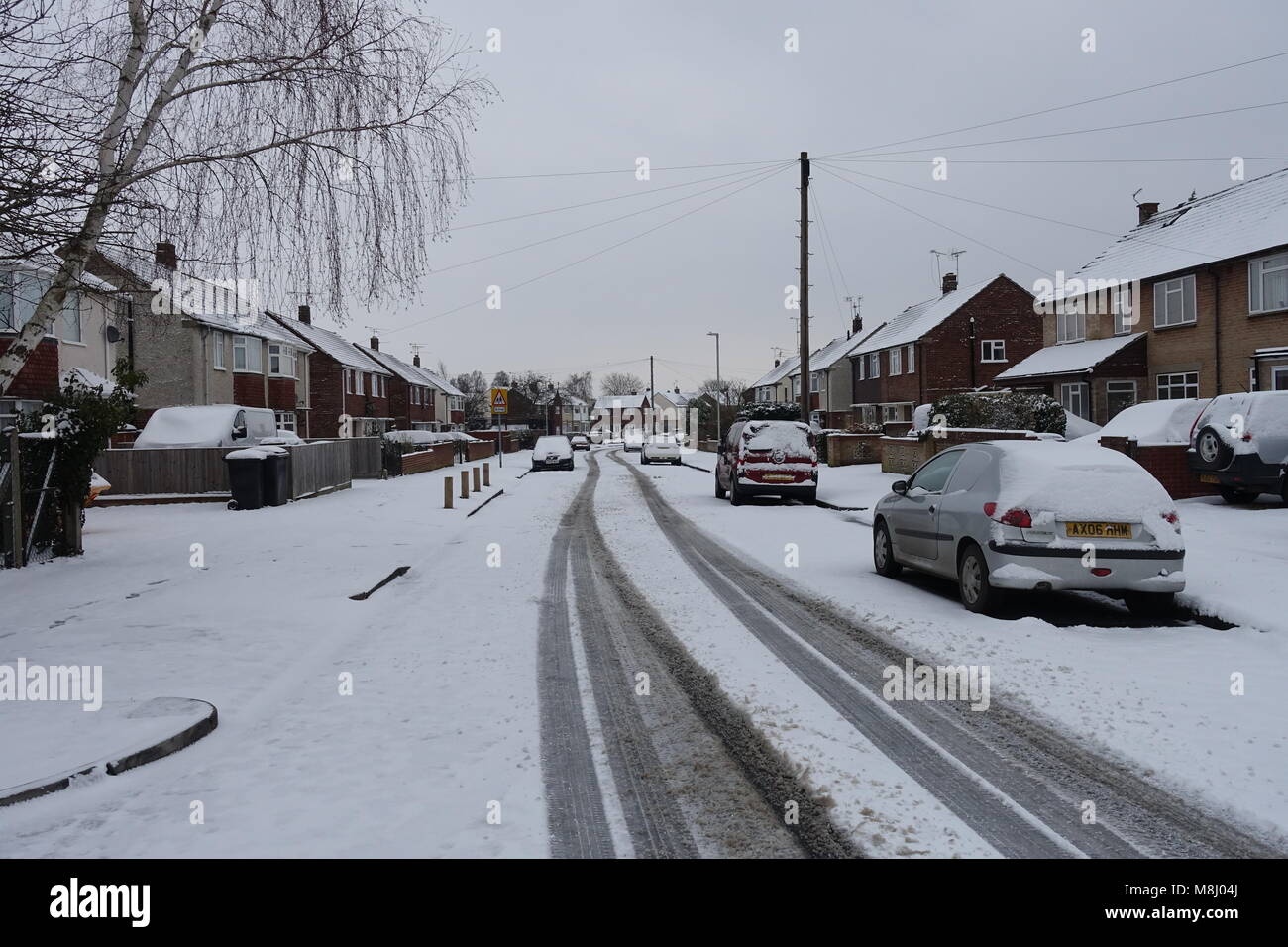 Reading, UK. 18 mars 2018. Météo France : la neige en lecture comme 'La Bête de l'Est 2' hits Berkshire. Matthieu Ashmore/Alamy Live News Banque D'Images