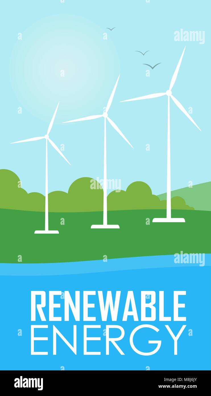 L'énergie renouvelable. Générateur de vent Éoliennes Illustration de Vecteur