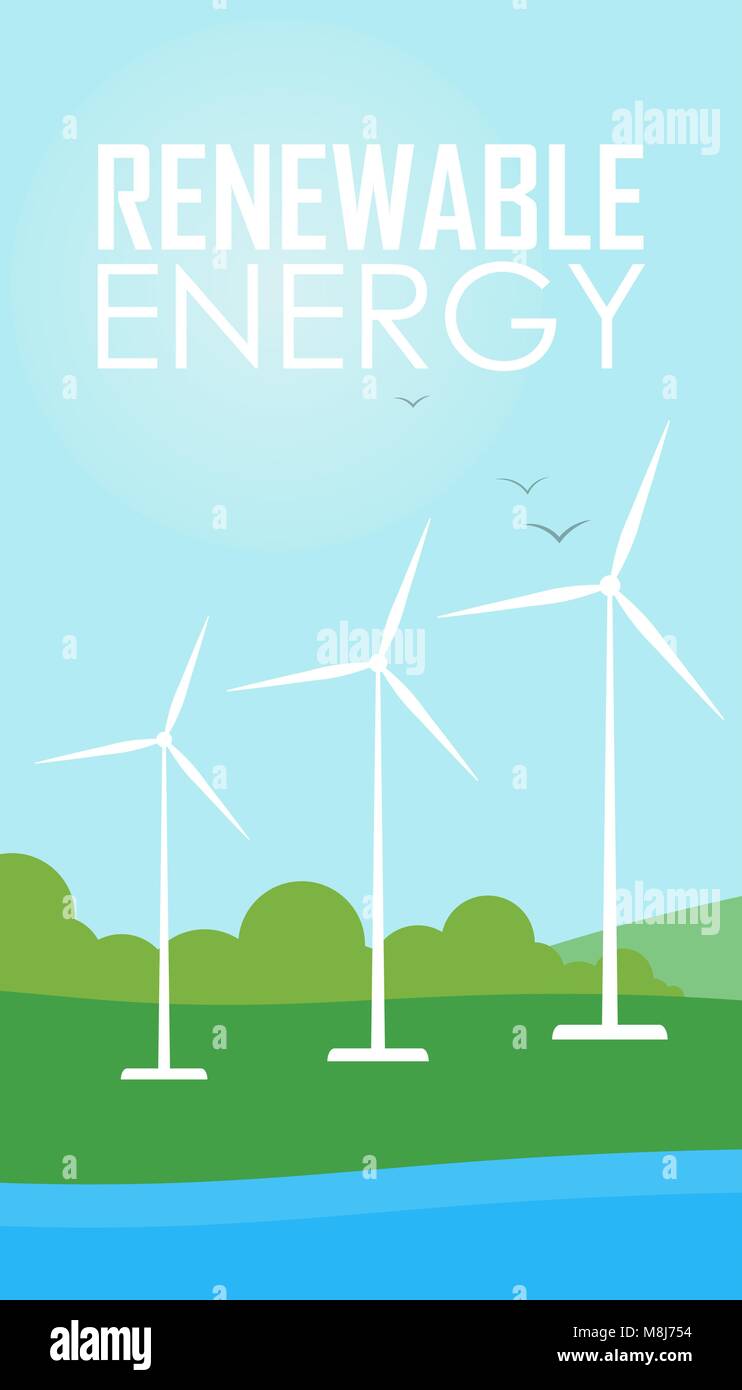 L'énergie renouvelable. Générateur de vent Éoliennes Illustration de Vecteur